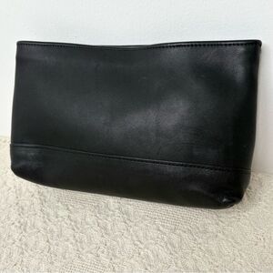 90s Vintage Coach Cosmetic Case Large 7172 Black Leather Zip Pouch